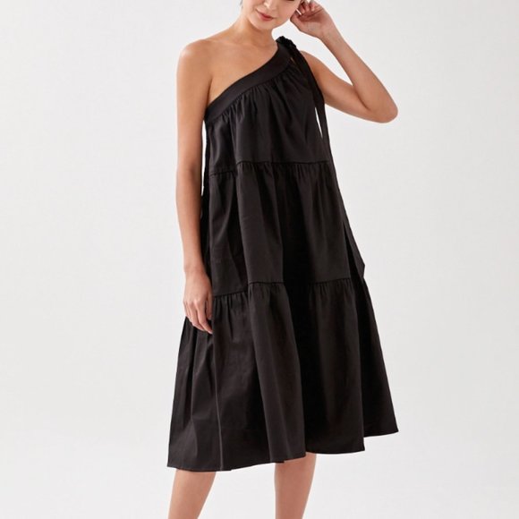 Love, Bonito Violeta Toga Tiered One Shoulder Swing Dress - Size Small - Picture 1 of 8